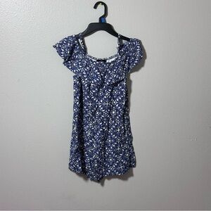 IZ byer Girls Blue floral romper size large